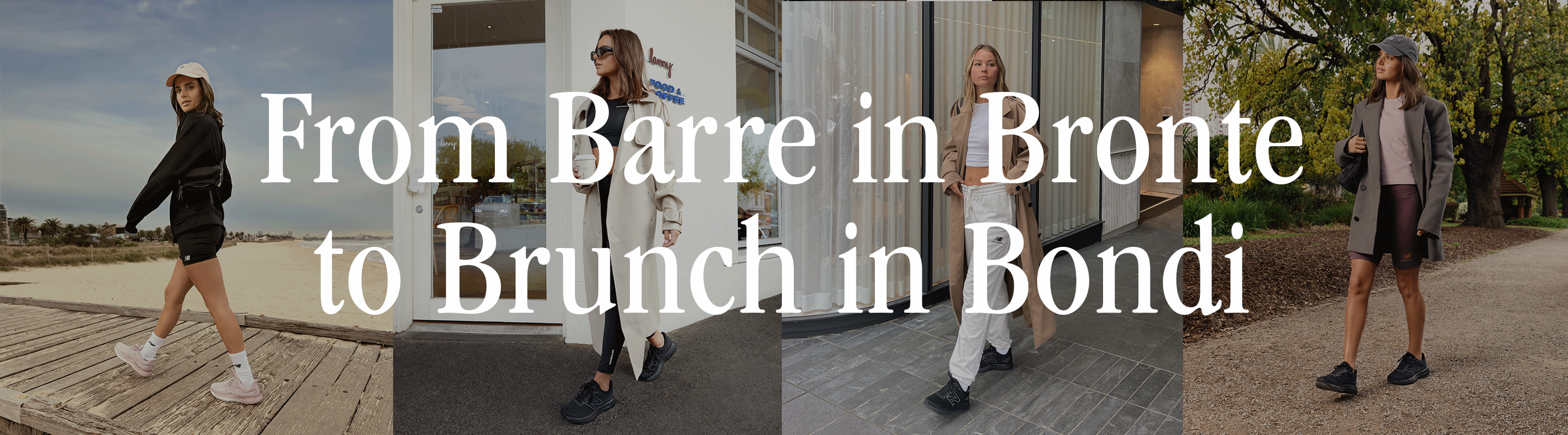4 women wearing New Balance shoes and apparel | From Barre in Bronte to Brunch in Bondi